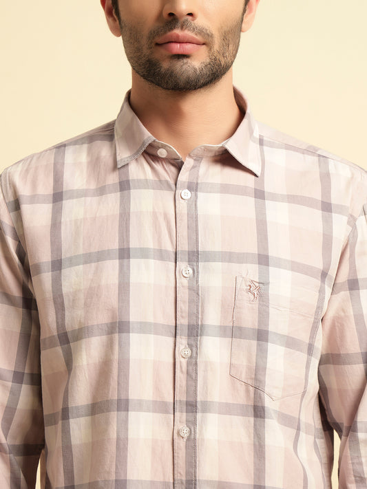 Casual Shirt for Men | Breathable & Soft with Color Fastness Regular Fit Spread Collar Neck Cotton Fabric Checkered Pattern