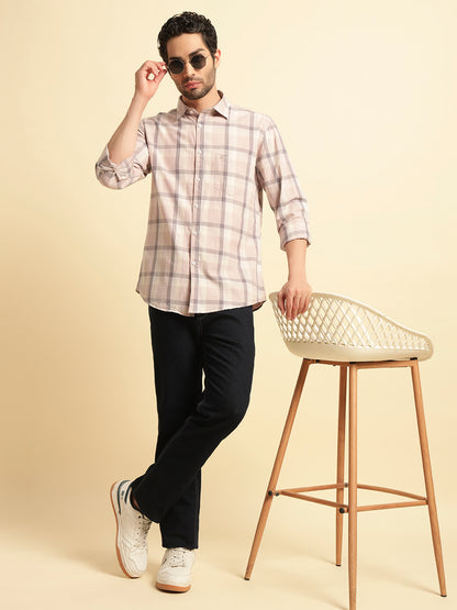 Casual Shirt for Men | Breathable & Soft with Color Fastness Regular Fit Spread Collar Neck Cotton Fabric Checkered Pattern