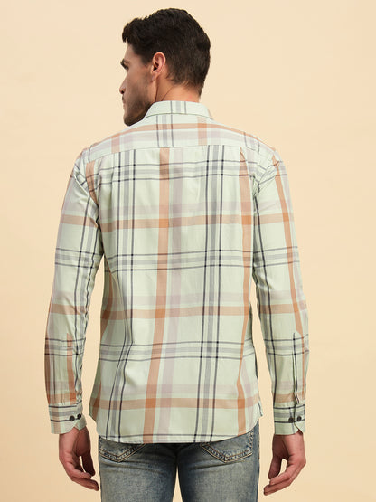 Casual Shirt for Men | Breathable & Soft with Color Fastness Regular Fit Spread Collar Neck Cotton Fabric Checkered Pattern