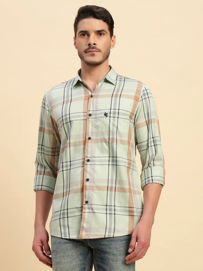 Casual Shirt for Men | Breathable & Soft with Color Fastness Regular Fit Spread Collar Neck Cotton Fabric Checkered Pattern