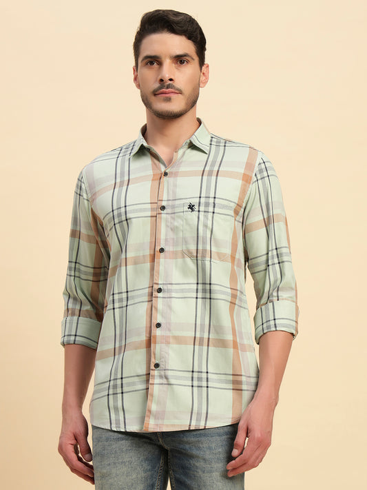 Casual Shirt for Men | Breathable & Soft with Color Fastness Regular Fit Spread Collar Neck Cotton Fabric Checkered Pattern
