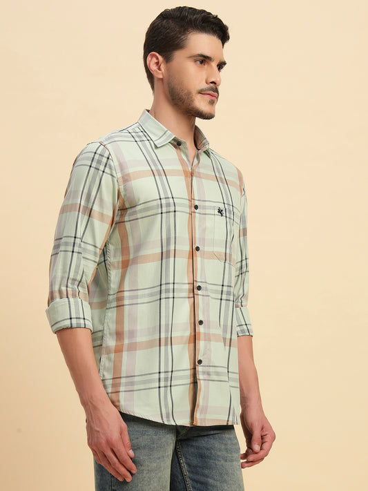 Casual Shirt for Men | Breathable & Soft with Color Fastness Regular Fit Spread Collar Neck Cotton Fabric Checkered Pattern