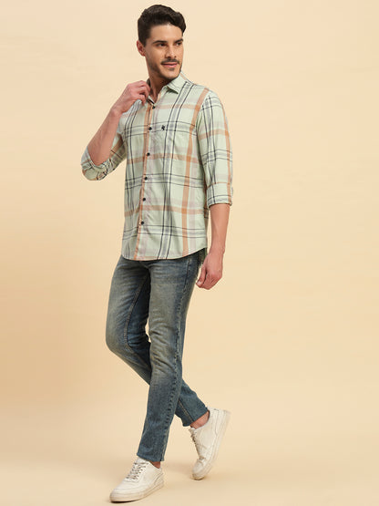 Casual Shirt for Men | Breathable & Soft with Color Fastness Regular Fit Spread Collar Neck Cotton Fabric Checkered Pattern