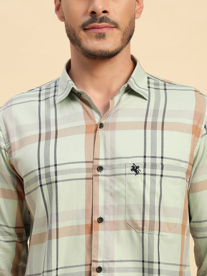 Casual Shirt for Men | Breathable & Soft with Color Fastness Regular Fit Spread Collar Neck Cotton Fabric Checkered Pattern