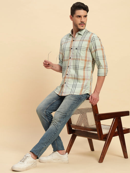 Casual Shirt for Men | Breathable & Soft with Color Fastness Regular Fit Spread Collar Neck Cotton Fabric Checkered Pattern