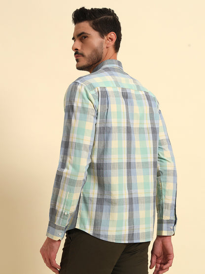Casual Shirt for Men | Breathable & Soft with Color Fastness Regular Fit Spread Collar Neck Cotton Fabric Checkered Pattern