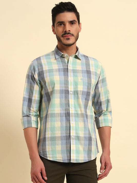 Casual Shirt for Men | Breathable & Soft with Color Fastness Regular Fit Spread Collar Neck Cotton Fabric Checkered Pattern