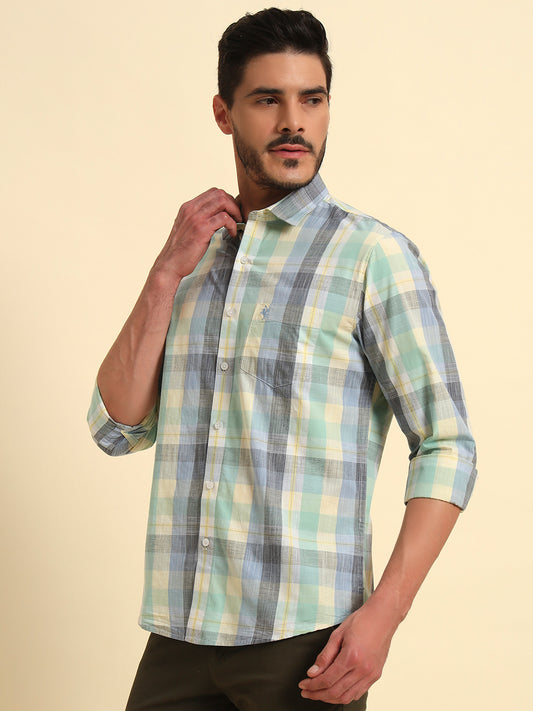 Casual Shirt for Men | Breathable & Soft with Color Fastness Regular Fit Spread Collar Neck Cotton Fabric Checkered Pattern