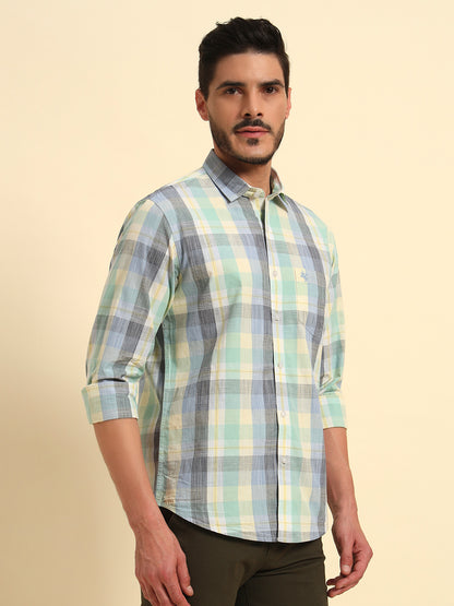 Casual Shirt for Men | Breathable & Soft with Color Fastness Regular Fit Spread Collar Neck Cotton Fabric Checkered Pattern