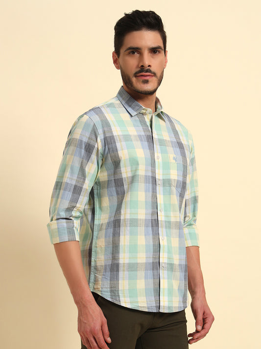 Casual Shirt for Men | Breathable & Soft with Color Fastness Regular Fit Spread Collar Neck Cotton Fabric Checkered Pattern