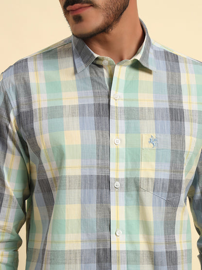 Casual Shirt for Men | Breathable & Soft with Color Fastness Regular Fit Spread Collar Neck Cotton Fabric Checkered Pattern