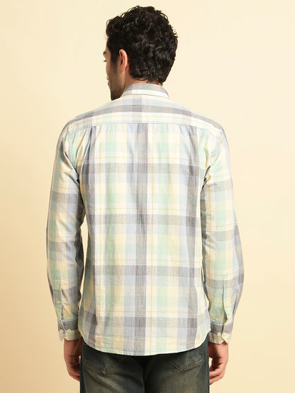 Casual Shirt for Men | Breathable & Soft with Color Fastness Regular Fit Spread Collar Neck Cotton Fabric Checkered Pattern