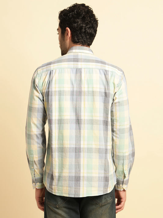 Casual Shirt for Men | Breathable & Soft with Color Fastness Regular Fit Spread Collar Neck Cotton Fabric Checkered Pattern