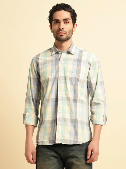 Casual Shirt for Men | Breathable & Soft with Color Fastness Regular Fit Spread Collar Neck Cotton Fabric Checkered Pattern