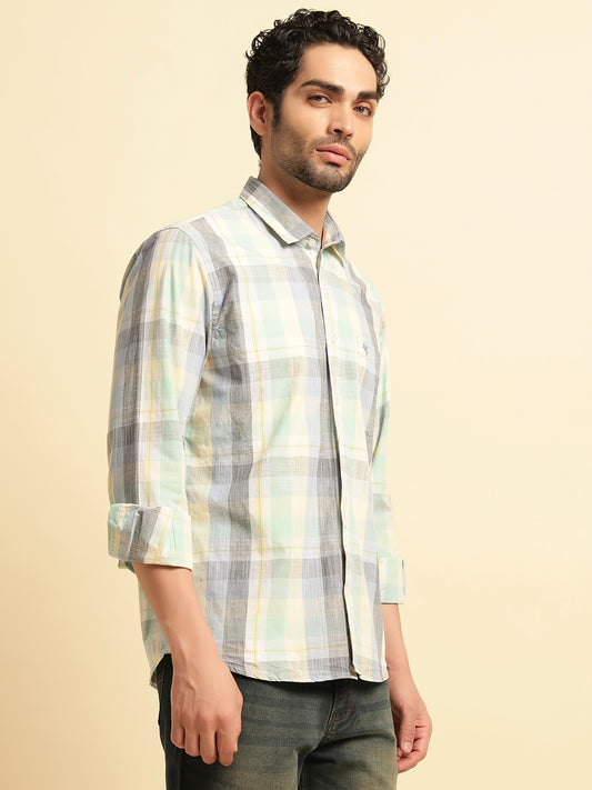 Casual Shirt for Men | Breathable & Soft with Color Fastness Regular Fit Spread Collar Neck Cotton Fabric Checkered Pattern