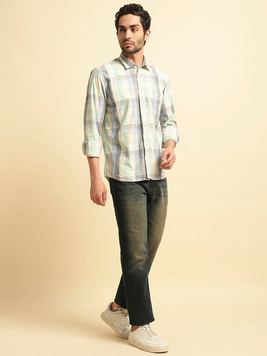 Casual Shirt for Men | Breathable & Soft with Color Fastness Regular Fit Spread Collar Neck Cotton Fabric Checkered Pattern