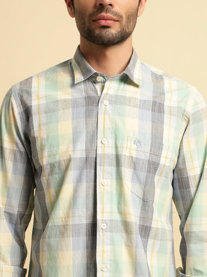 Casual Shirt for Men | Breathable & Soft with Color Fastness Regular Fit Spread Collar Neck Cotton Fabric Checkered Pattern