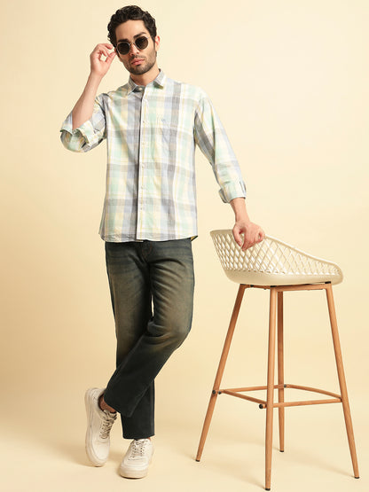 Casual Shirt for Men | Breathable & Soft with Color Fastness Regular Fit Spread Collar Neck Cotton Fabric Checkered Pattern