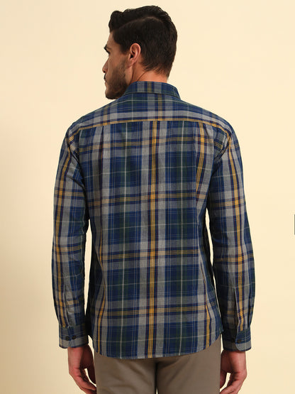 Casual Shirt for Men | Breathable & Soft with Color Fastness Regular Fit Spread Collar Neck Cotton Fabric Checkered Pattern
