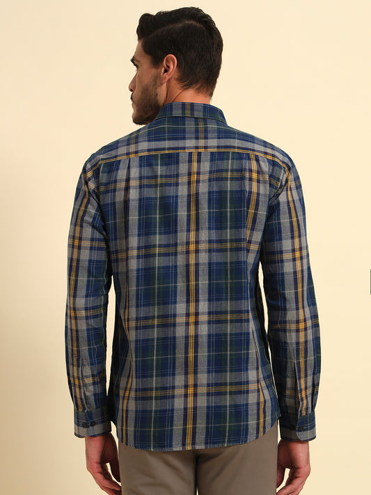 Casual Shirt for Men | Breathable & Soft with Color Fastness Regular Fit Spread Collar Neck Cotton Fabric Checkered Pattern