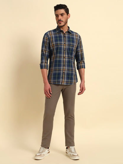 Casual Shirt for Men | Breathable & Soft with Color Fastness Regular Fit Spread Collar Neck Cotton Fabric Checkered Pattern