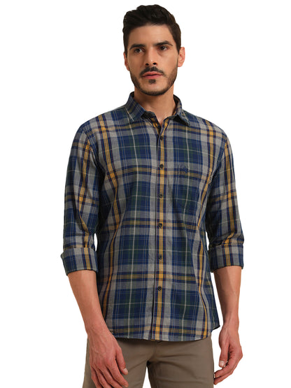 Casual Shirt for Men | Breathable & Soft with Color Fastness Regular Fit Spread Collar Neck Cotton Fabric Checkered Pattern