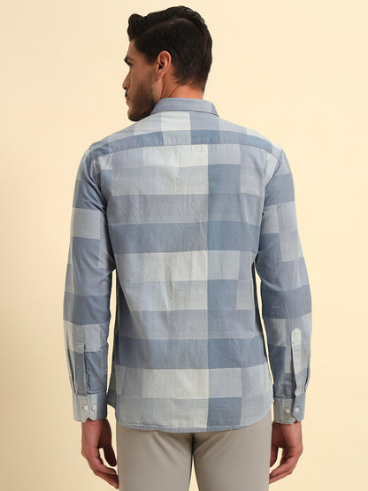 Casual Shirt for Men | Breathable & Soft with Color Fastness Regular Fit Spread Collar Neck Cotton Fabric Checkered Pattern