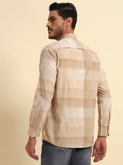 Casual Shirt for Men | Breathable & Soft with Color Fastness Regular Fit Spread Collar Neck Cotton Fabric Checkered Pattern