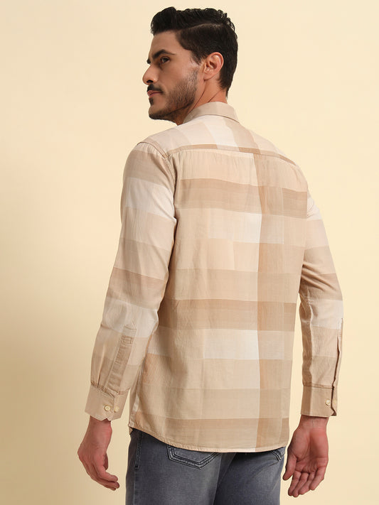 Casual Shirt for Men | Breathable & Soft with Color Fastness Regular Fit Spread Collar Neck Cotton Fabric Checkered Pattern