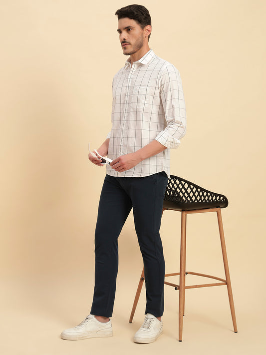 Casual Shirt for Men | Breathable & Soft with Color Fastness Regular Fit Spread Collar Neck Cotton Fabric Checkered Pattern