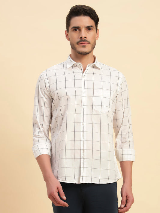 Casual Shirt for Men | Breathable & Soft with Color Fastness Regular Fit Spread Collar Neck Cotton Fabric Checkered Pattern
