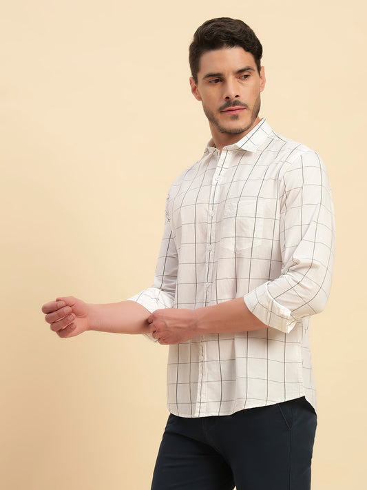 Casual Shirt for Men | Breathable & Soft with Color Fastness Regular Fit Spread Collar Neck Cotton Fabric Checkered Pattern
