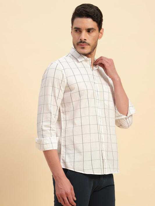 Casual Shirt for Men | Breathable & Soft with Color Fastness Regular Fit Spread Collar Neck Cotton Fabric Checkered Pattern