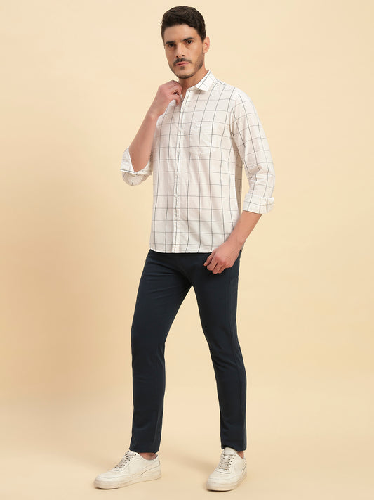 Casual Shirt for Men | Breathable & Soft with Color Fastness Regular Fit Spread Collar Neck Cotton Fabric Checkered Pattern