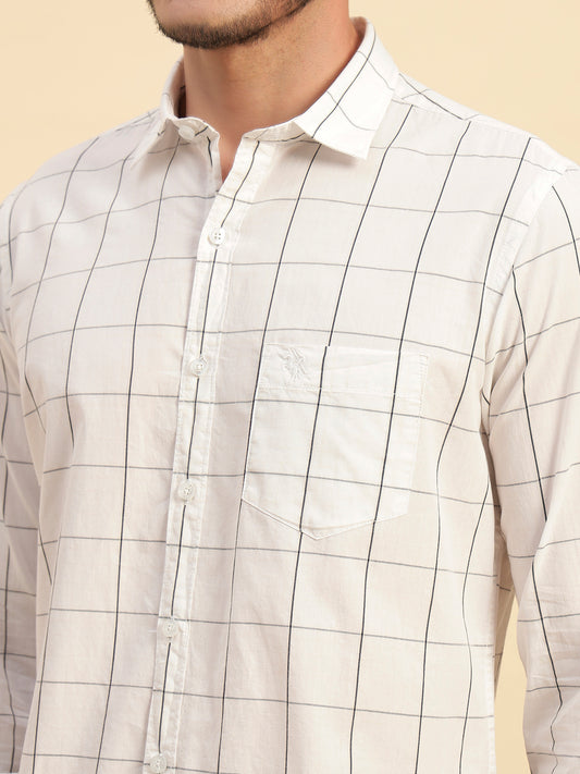 Casual Shirt for Men | Breathable & Soft with Color Fastness Regular Fit Spread Collar Neck Cotton Fabric Checkered Pattern