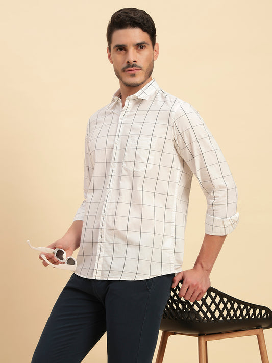 Casual Shirt for Men | Breathable & Soft with Color Fastness Regular Fit Spread Collar Neck Cotton Fabric Checkered Pattern