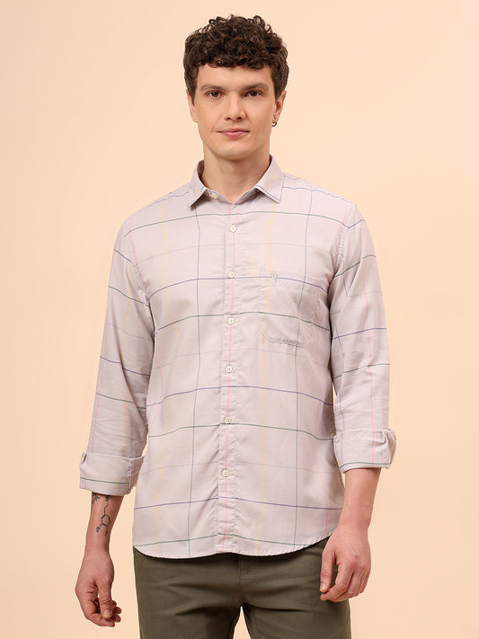 Casual Shirt for Men | Breathable & Soft with Color Fastness Regular Fit Spread Collar Neck Cotton Blend Fabric Checkered Pattern