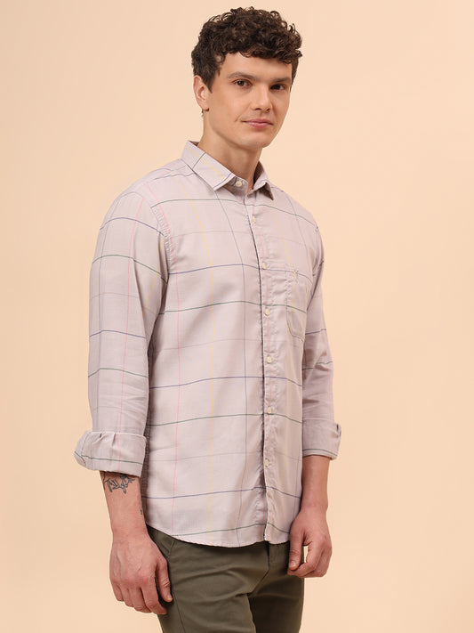 Casual Shirt for Men | Breathable & Soft with Color Fastness Regular Fit Spread Collar Neck Cotton Blend Fabric Checkered Pattern