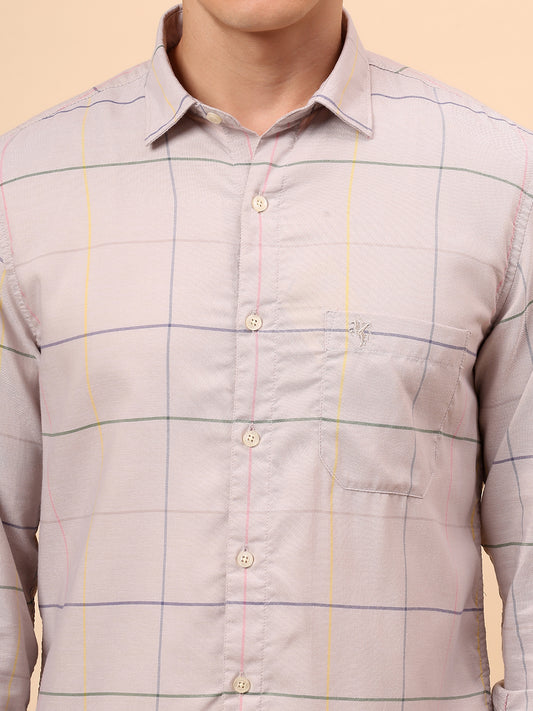 Casual Shirt for Men | Breathable & Soft with Color Fastness Regular Fit Spread Collar Neck Cotton Blend Fabric Checkered Pattern