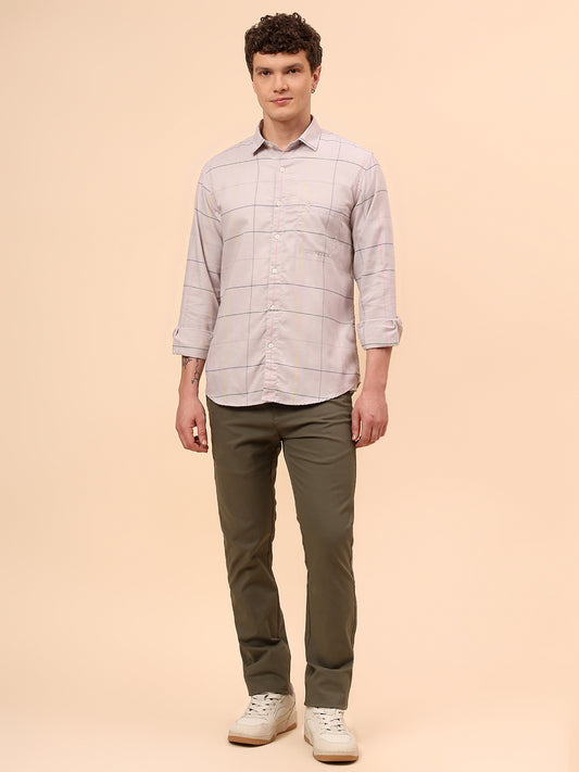 Casual Shirt for Men | Breathable & Soft with Color Fastness Regular Fit Spread Collar Neck Cotton Blend Fabric Checkered Pattern