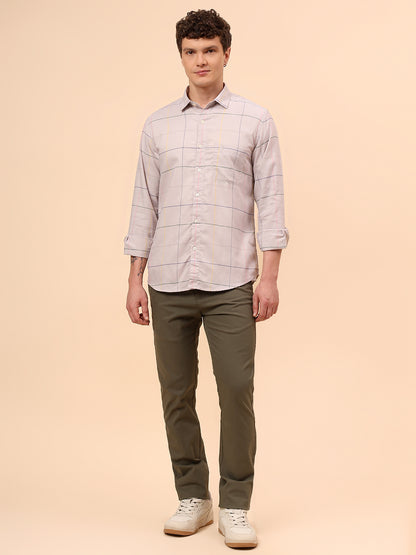 Casual Shirt for Men | Breathable & Soft with Color Fastness Regular Fit Spread Collar Neck Cotton Blend Fabric Checkered Pattern