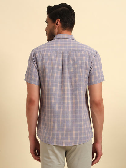 Casual Shirt for Men | Breathable & Soft with Color Fastness Regular Fit Spread Collar Neck Cotton Fabric Checkered Pattern