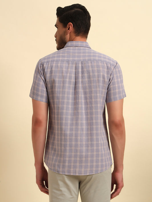 Casual Shirt for Men | Breathable & Soft with Color Fastness Regular Fit Spread Collar Neck Cotton Fabric Checkered Pattern