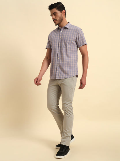 Casual Shirt for Men | Breathable & Soft with Color Fastness Regular Fit Spread Collar Neck Cotton Fabric Checkered Pattern