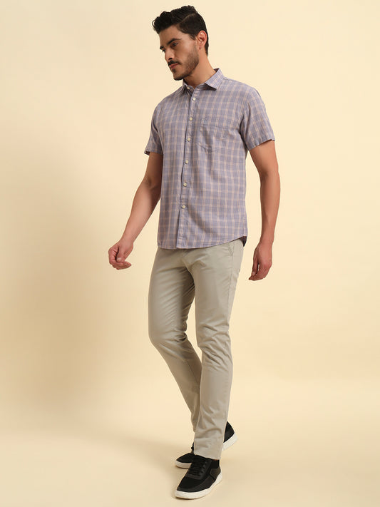 Casual Shirt for Men | Breathable & Soft with Color Fastness Regular Fit Spread Collar Neck Cotton Fabric Checkered Pattern