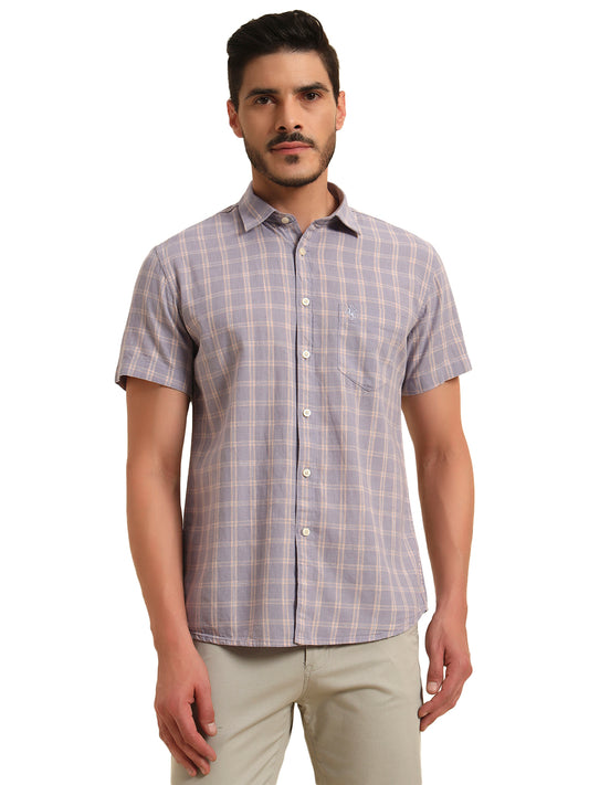 Casual Shirt for Men | Breathable & Soft with Color Fastness Regular Fit Spread Collar Neck Cotton Fabric Checkered Pattern