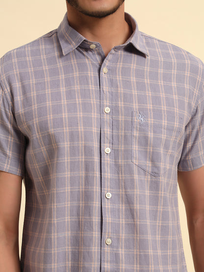 Casual Shirt for Men | Breathable & Soft with Color Fastness Regular Fit Spread Collar Neck Cotton Fabric Checkered Pattern