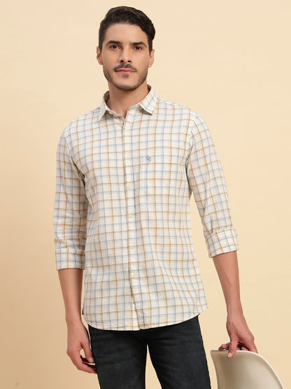 Casual Shirt for Men | Breathable & Soft with Color Fastness Regular Fit Spread Collar Neck Cotton Fabric Checkered Pattern