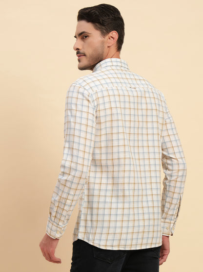 Casual Shirt for Men | Breathable & Soft with Color Fastness Regular Fit Spread Collar Neck Cotton Fabric Checkered Pattern