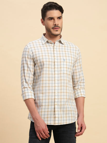 Casual Shirt for Men | Breathable & Soft with Color Fastness Regular Fit Spread Collar Neck Cotton Fabric Checkered Pattern
